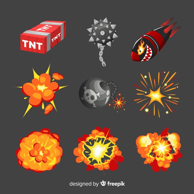 Cartoon bomb and bomb explosion effect collection