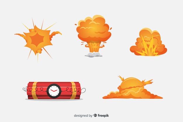 Free vector cartoon bomb and bomb explosion effect collection