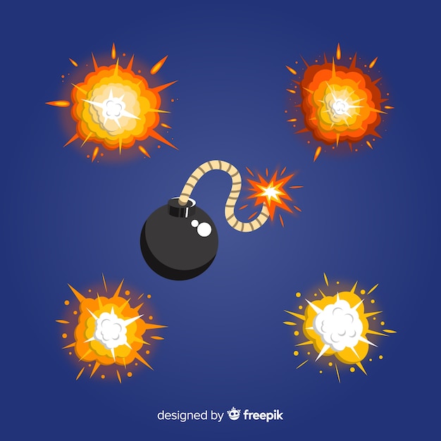 Free vector cartoon bomb and bomb explosion effect collection