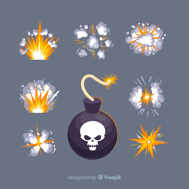 Free vector cartoon bomb and explosion effect collection