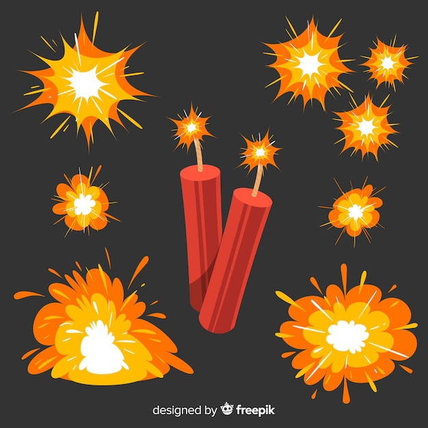 Free vector cartoon bomb and explosion effect collection