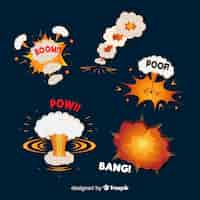 Free vector cartoon bomb and explosion effect collection