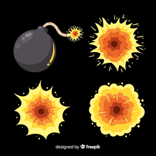 Free vector cartoon bomb and explosion effect collection