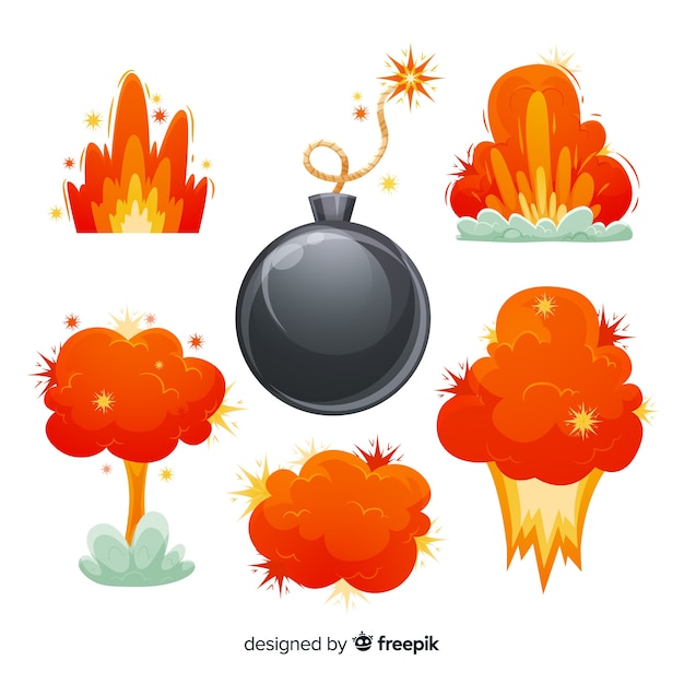 Free vector cartoon bomb and explosion effect collection