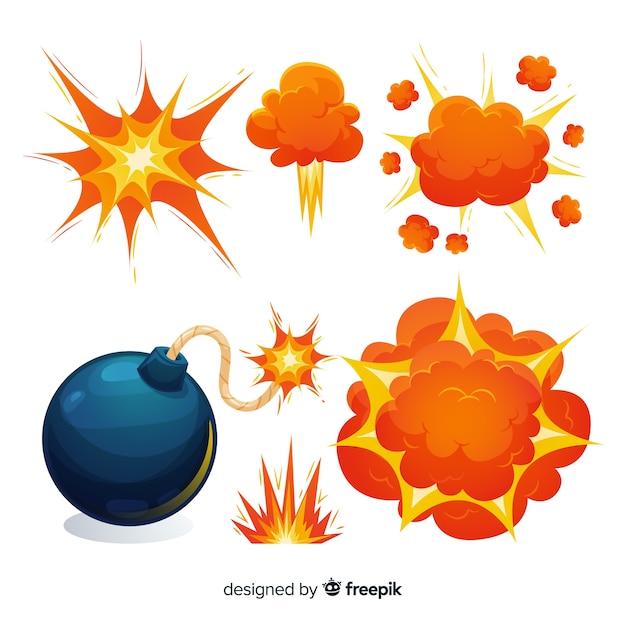Free vector cartoon bomb and explosion effect collection