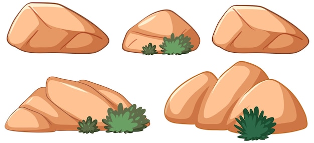 Cartoon boulders with greenery illustration
