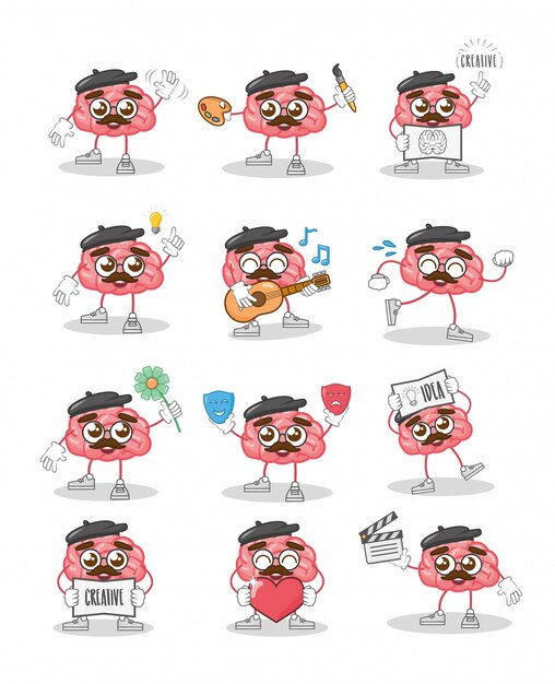 Free Vector cartoon brain creativity
