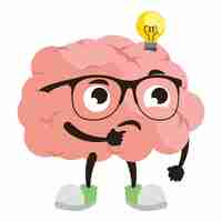 Free vector cartoon brain having idea