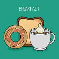 Free vector cartoon breakfast donut coffee bread