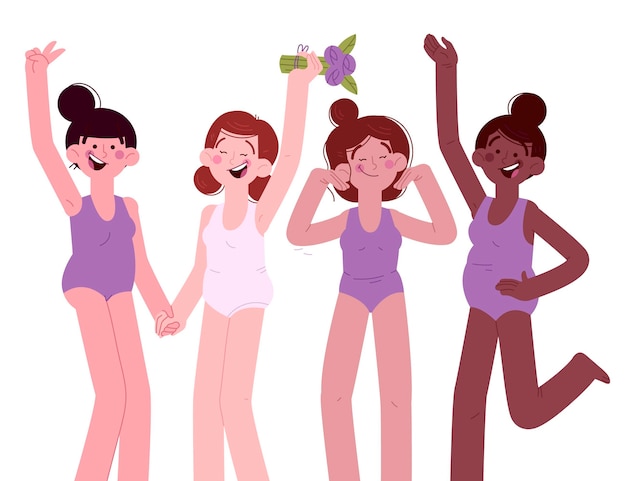 Free vector cartoon bridesmaids having fun