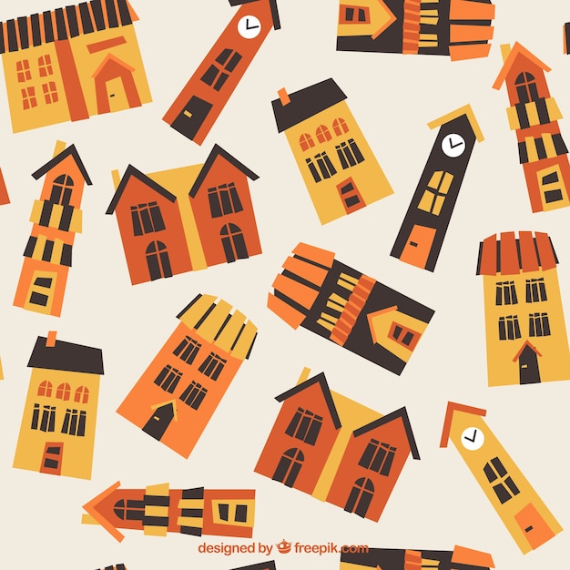 Cartoon buildings pattern