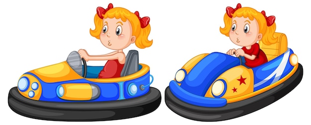 Free vector cartoon bumper car on white background