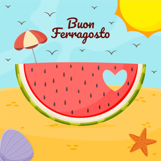 Cartoon buon ferragosto illustration