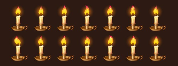 Cartoon burning candles in candlestick animation