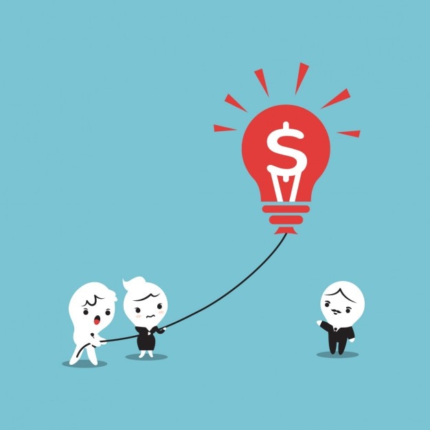 Free vector cartoon of a business people holding a light bulb