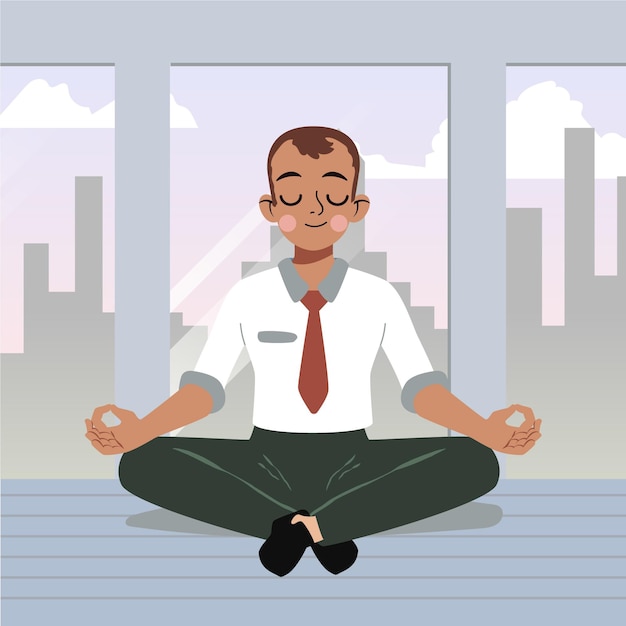 Free vector cartoon business person meditating peacefully