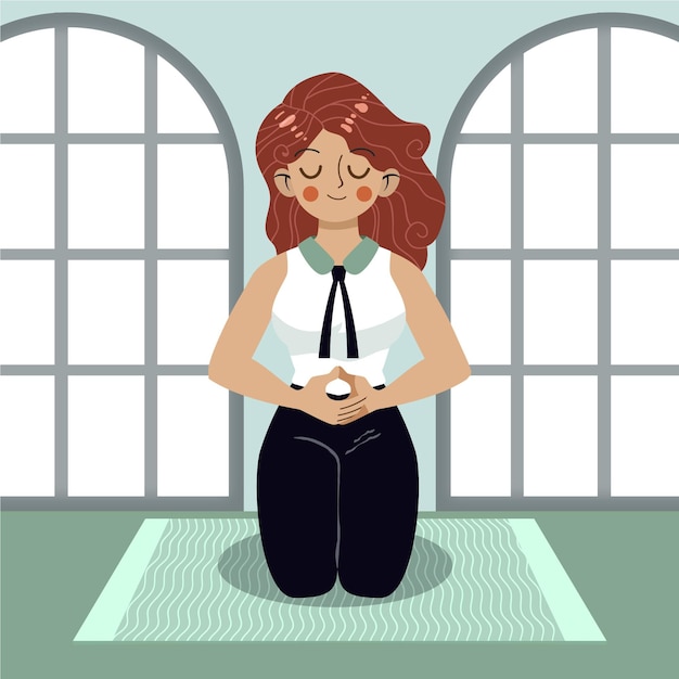 Free vector cartoon business person meditating peacefully