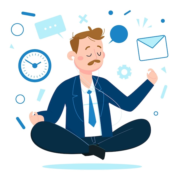 Free vector cartoon business person meditating