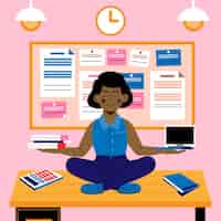 Free vector cartoon business person meditating