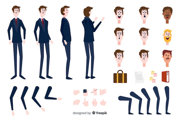 Free vector cartoon businessman character template