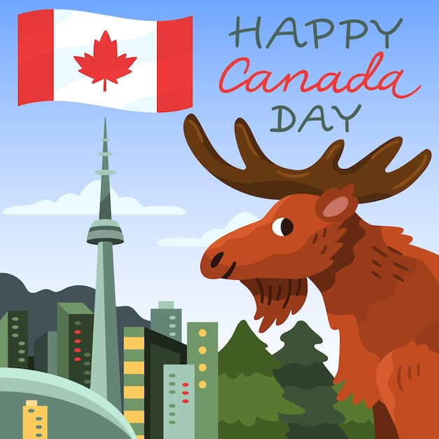 Cartoon canada day illustration