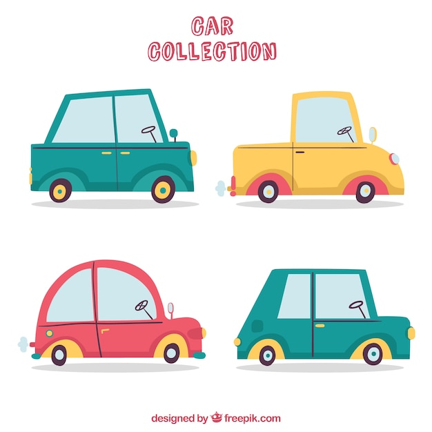 Cartoon car collection with side view