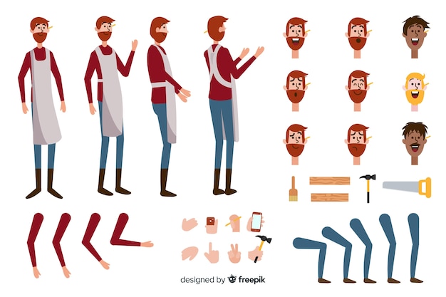 Free vector cartoon carpenter boy character template