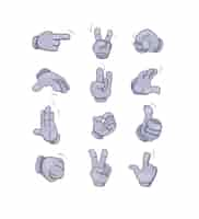 Free vector cartoon character hands gestures set