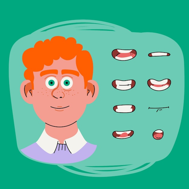 Бесплатное векторное изображение Кадры анимации рта персонажа из мультфильма