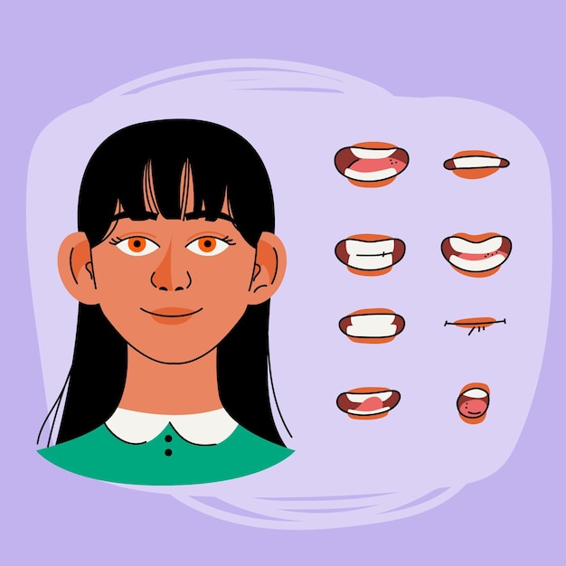 Cartoon character mouth animation frames