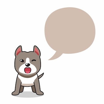 디자인을 위한 말풍선이 있는 만화 캐릭터 핏불 테리어 개.
