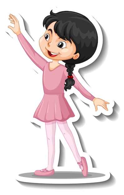 Free vector cartoon character sticker with a girl dance ballet