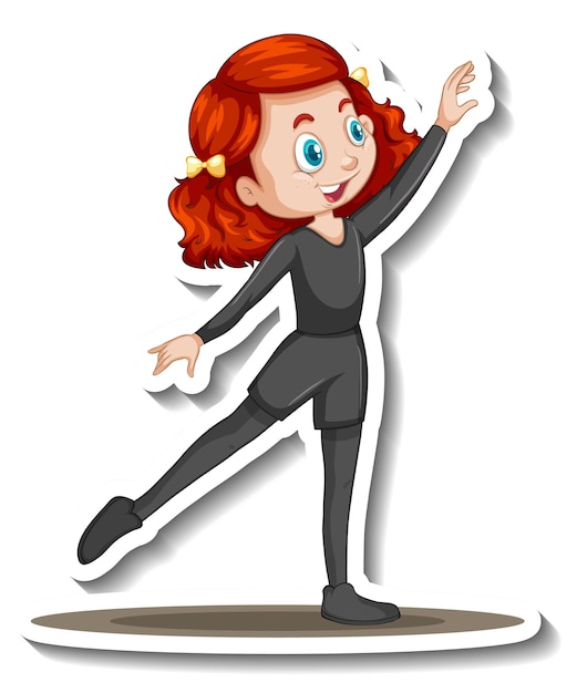 Cartoon character sticker with a girl dance ballet