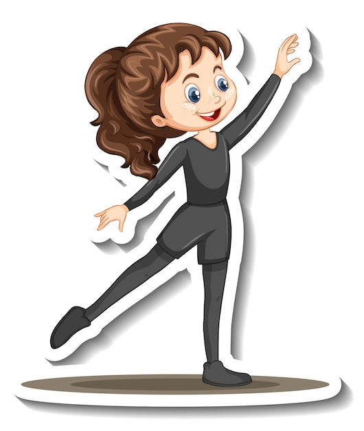 Free vector cartoon character sticker with a girl dance ballet