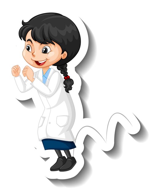 Наклейка с персонажем мультфильма с девушкой в научном платье