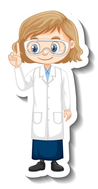 과학 가운에 여자와 만화 캐릭터 스티커