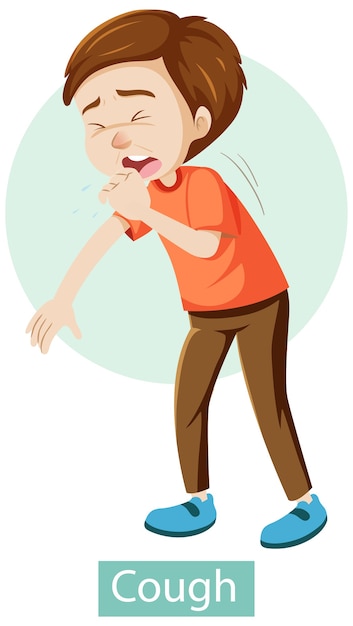 Free vector cartoon character with cough symptoms