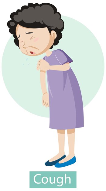 Cartoon character with cough symptoms