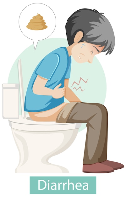 Free vector cartoon character with diarrhea symptoms