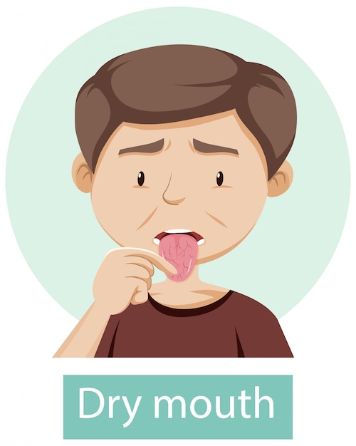 Free vector cartoon character with dry mouth symptoms