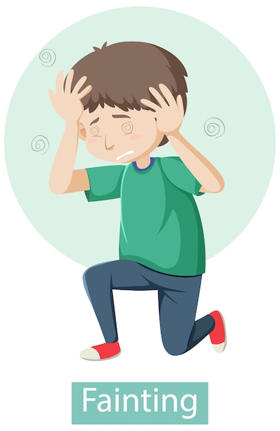Free vector cartoon character with fainting symptoms