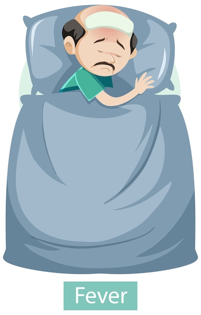 Free vector cartoon character with fever symptoms