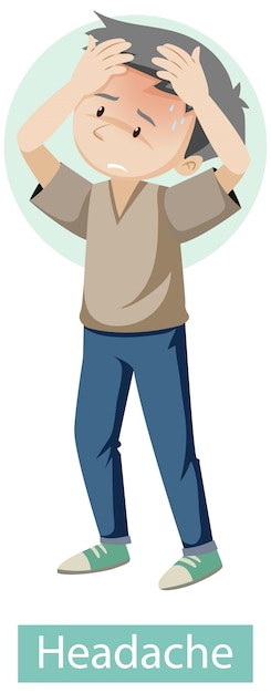Бесплатное векторное изображение Мультипликационный персонаж с симптомами головной боли