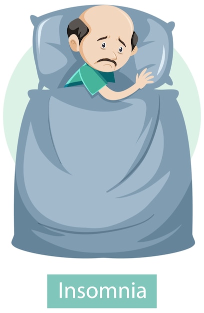 Free vector cartoon character with insomnia symptoms