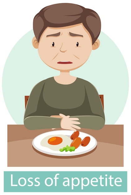 Бесплатное векторное изображение Мультипликационный персонаж с симптомами потери аппетита