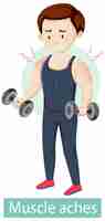 Free vector cartoon character with muscle aches symptoms