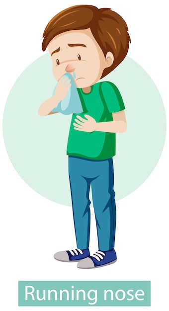 Free vector cartoon character with running nose symptoms