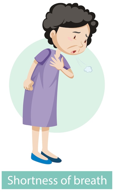 Free vector cartoon character with shortness of breath symptoms