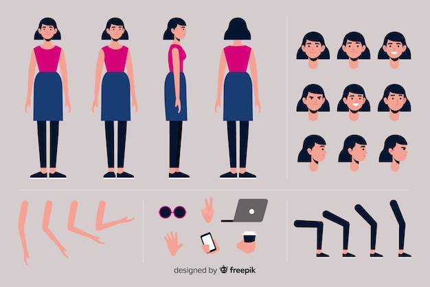 Free vector cartoon character woman template