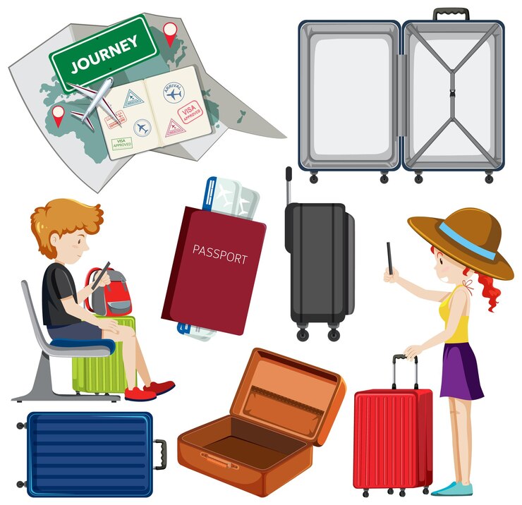 Free Vector cartoon characters and tourism elements vector collection